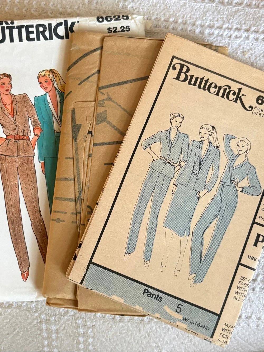 Vintage Butterick Pattern 6625 for Misses’ Jacket, Skirt, Blouse, & Pants